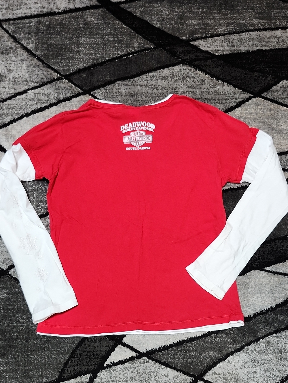 HARLEY DAVIDSON 2007 IRIDESCENT RAISED SNOWFLAKE GRAPHIC LAYERED-LOOK TEE-SHIRT - Picture 11 of 14